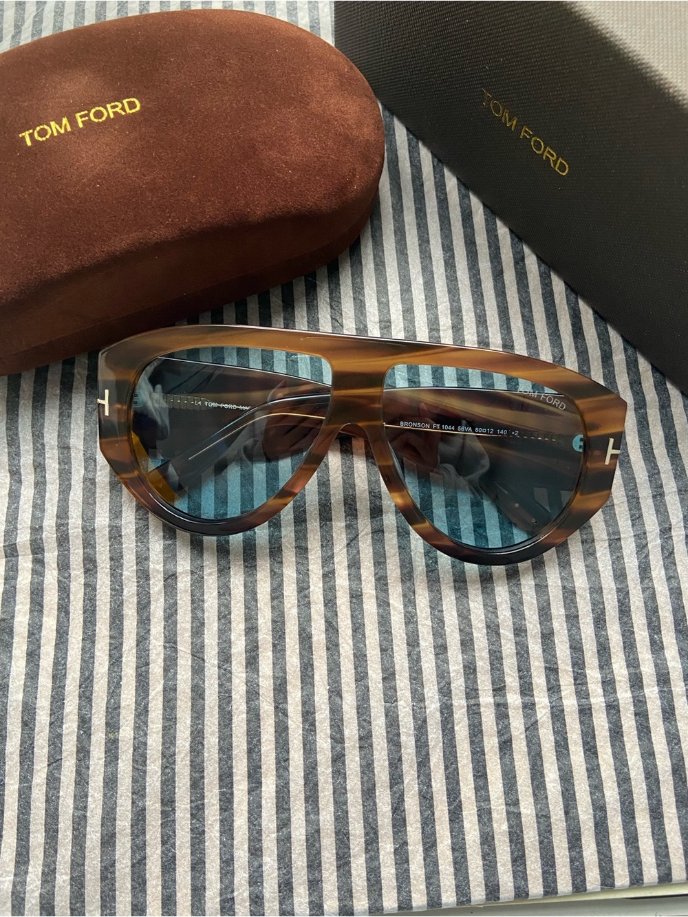 Tom Ford Tortoiseshell Shield Sunglasses - Brown/Blue